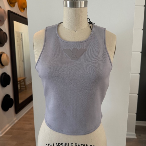 EA7 EMPORIO ARMANI Womans Gray GA Logo Stretch Tank Top Lg/Sm, 3D2K6A - Picture 1 of 12